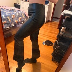 Zara Black Flare Leather Pants